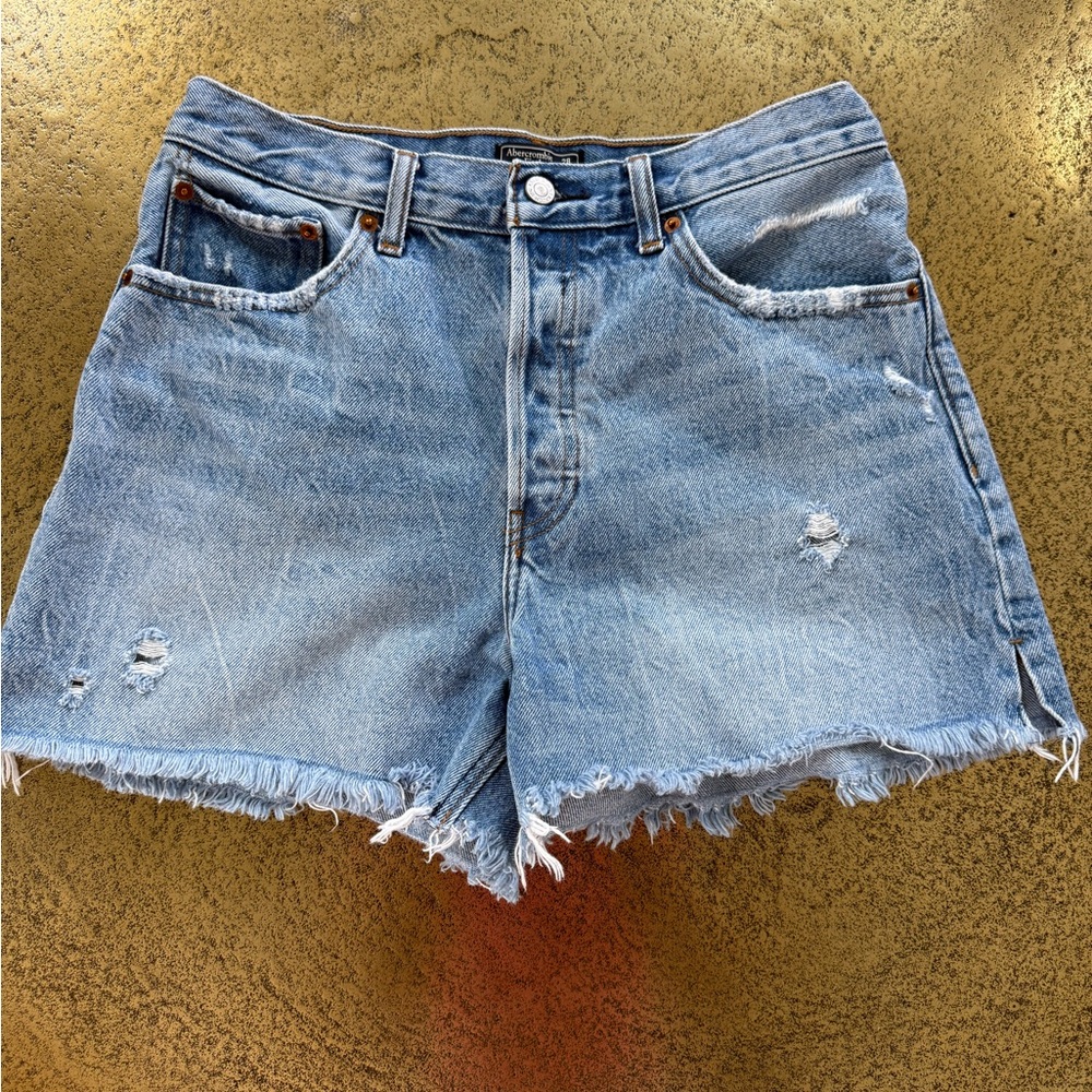 Abercrombie & Fitch Light Blue Distressed Jean Shorts